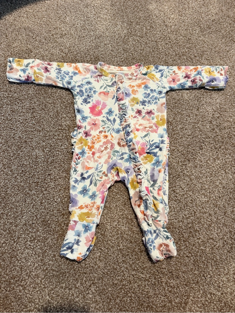 Little sleepies tiny blooms Floral Ruffle Footed zippy preemie